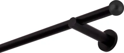 Produktbild von Gardinenstange  180 cm 1-läufig Schwarz Matt stabile Vorhangstange 19 mm mit Kugel  einfache Montage  an der Wand