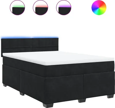 Produktbild von vidaXL Boxspringbett mit Matratze Schwarz 140x190 cm Samt