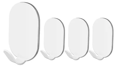 Produktbild von 4 selbstklebende Haken, Wandhaken, Klebehaken, kein Bohren erforderlich, aus Edelstahl, ideal für Bad, WC, Küche, Büro