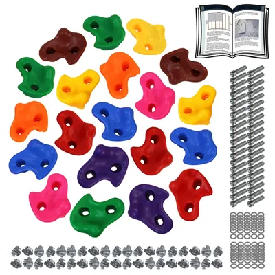 Produktbild von ALPIDEX Kinder Klettergriffe bunt 5/10/15/20/30 Stück Klettersteine inklusive Befestigungsmaterial, belastbar bis 200 kg, Indoor und Outdoor geeignet - 20 Stück