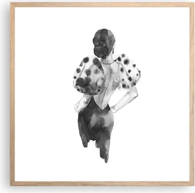 Produktbild von Gerahmtes Poster - Rahmen in heller Eiche - Frau Aquarell Schwarz - 60x60 cm - Wand Bild - Wanddeko - Wandbilder - Kunstposter - Wandposter - Bilderrahmen - Bilder - Kunstdruck - P2NAC60x60-4805