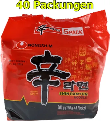 Produktbild von Shin Ramyun Instant Nudeln Gourmet würzig 40er Pack (40 x 120g) Nudelgericht