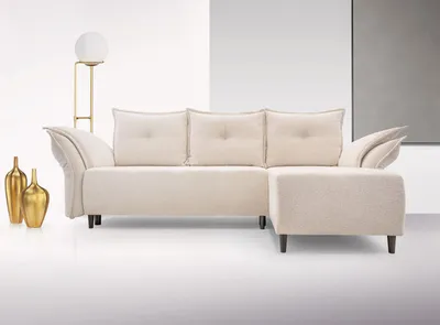 Produktbild von Ecksofa Eckcouch Napoli Raven 22 Creme Ottomane rechts