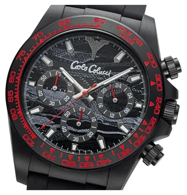 Produktbild von CARLO COLUCCI Herrenuhr Chronograph schwarz / grau / rot onesize Herren 41 mm CC700-3