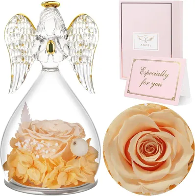 Image de Sunia Rose éternelle ange cadeau fête des mères dôme en verre champagne