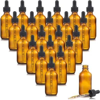 Obrázek produktu pro Skleněné lahvičky o objemu 100 ml - 20 kusů - Kapátkové lahvičky s pipetami - Mini trychtýře - Štítky pro aromaterapii
