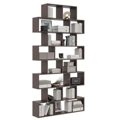 Produktbild von Bücherregal in Wenge – Moderne Wandbibliothek mit offenen Fächern für Wohnzimmer, Büro, Schlafzimmer