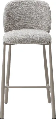 Produktbild von Set aus 2 Hockern aus strukturiertem Stoff und taupefarbenem Metall – Beige – JIZAK