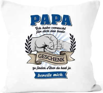 Produktbild von Kissen-Bezug Papa Wir haben versucht für dich das beste Geschenk zu finden Sohn Tochter Vatertag Kinder Moonworks® Ich weiß 40cm x 40cm