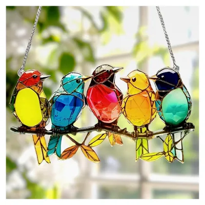 Produktbild von Kolibri-Sonnenfänger, Mehrfarbige Vogel-Sonnenfänger, Fensterbehänge aus 2D-Acryl, Hängendes Ornament, Geschenke für Vogelliebhaber