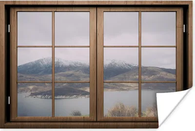 Produktbild von MuchoWow® Poster Ansicht - Fenster - Landschaft 180x120 cm - Fotoplakat