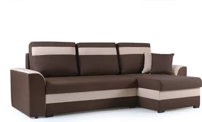 Produktbild von Ecksofa mit Schlaffunktion und Bettkasten | Couch für Wohnzimmer, Schlafsofa Sofagarnitur Sofa Eckcouch L-Form Wohnlandschaft mit Bettfunktion 243 x 137 x 89 cm  Zeno Ottomane Rechts  (Braun)