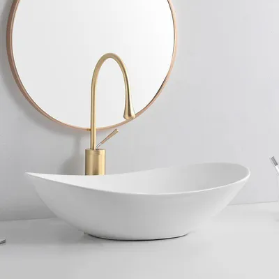 Zdjęcie produktu dla Umywalka nablatowa biała owalna ceramiczna stawiana na blat owal połysk