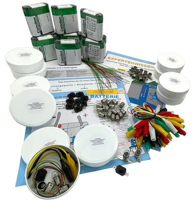 Produktbild von Elektro-Schul-Set, Kl.3/4, Stromkreis/Leitfähigkeit, 10 Schüler, inkl. ArbeitsHeft - Strom-Experimente, myExperimentSet, Werkpackung, Kinder