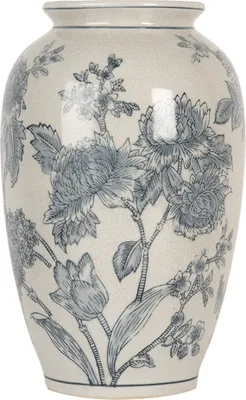 Produktbild von Clayre & Eef Vase Ø 17x27 cm Weiß Blau Keramik