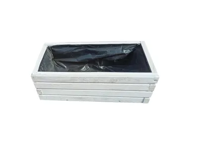 Obrázok produktu pre Drevený kvetináč 60 cm – kvetináč na balkón a terasu, odolný voči poveternostným vplyvom, na bylinky a do vyvýšeného záhonu (D2 biela)