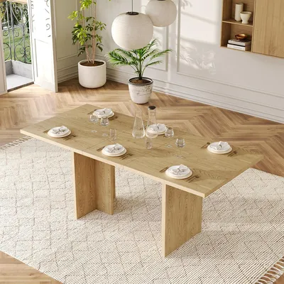 Produktbild von Esstisch mit Verdickte Tischplatte Ausziehbarer Küchentisch Esszimmertisch für 6-8 Personen 140/180*80 cm Eichenfarbe