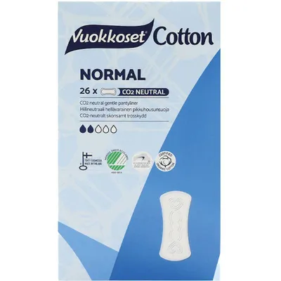 Zdjęcie produktu dla Wkładki Vuokkoset Bawełna NORMAL 26 szt. | 100% Bawełna Organiczna, Chłonność 2/5 | Codzienna Świeżość, Hipoalergiczne