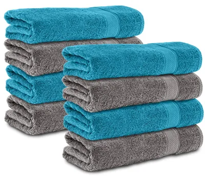 Zdjęcie produktu dla Omgoods - Zestaw 8 ręczników do kąpieli, 50x100 cm, wykonanych w 100% z bawełny