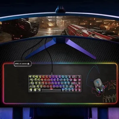 Zdjęcie produktu dla Mechaniczna klawiatura 60% TKL - układ QWERTY - podświetlenie RGB - 69 klawiszy - klawiatura gamingowa