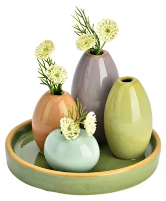 Produktbild von Atmosphera Blumenvasen-Set - multi - D15 x 10 cm - Keramik - Vasenschale