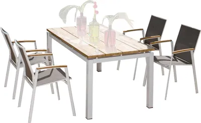 Produktbild von Sonnenpartner 5-teilige Sitzgruppe Fresno & Base 160x90 cm Aluminium weiß