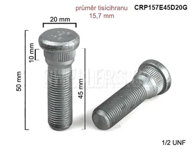 Obrázek produktu pro Kolový svorník - šteft 1/2 UNF 45mm tisícihran průměr 15,7mm (CRP157E45D20G)