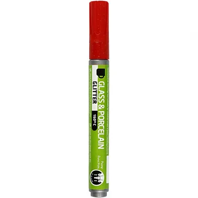 Image de Stylo pour verre et porcelaine pailleté semi-opaque - Rouge