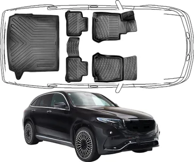 Produktbild von 3D Fußmatten & Kofferraumwanne Auto Set Kompatibel mit Mercedes Benz EQC 2019 - 2023
