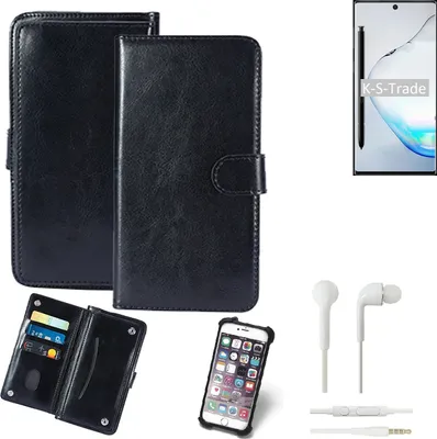 Produktbild von K-S-Trade 360° Hülle kompatibel mit Samsung Galaxy Note 10 inkl. Headphones schwarz Kunstleder Case BookCase WalletCase Kunstlederederhülle