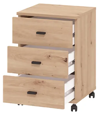 Produktbild von Kaza - Kommode, 39x35x56h cm Eiche Rustikal Braun, 3 Schubladen