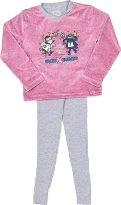 Produktbild von Kukuxumusu Winterpyjama mit getufteter Oberfläche und V-Ausschnitt 3176 Mädchen