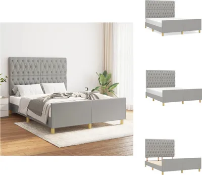 Produktbild von vidaXL Bettgestell mit Kopfteil Hellgrau 140x190 cm Stoff -  Betten & Bettgestelle