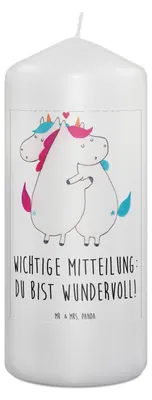 Produktbild von Mr. & Mrs. Panda Kerze Einhorn Mitteilung 19 x 8 cm - Weiß - Geschenk, Blockkerze, Spruch, Liebe, Stumpenkerze, Valentinstag, Erinnerungslicht, Unicorn, Einhörner
