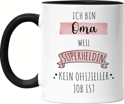 Produktbild von Ich Bin Oma Weil Superheldin Kein Anerkannter Job Ist Tasse Schwarz Geschenk Danke Sagen