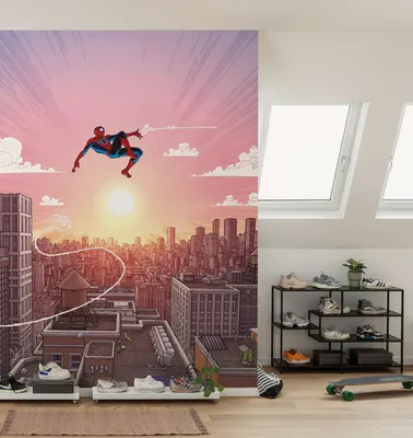 Produktbild von Komar Vlies Fototapete - Marvel Spider-Man Swinging Through the Air - Größe 200 x 250 cm