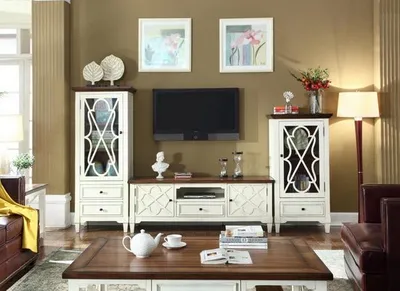 Produktbild von Wohnwand 2x Vitrine mit Sideboard Weiß JVmoebel