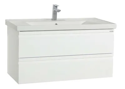 Produktbild von VCM 2-tlg. Waschplatz | Waschtisch Unterschrank 100 cm | Badmöbel Set mit Waschbecken | grifflose Schubladen | Komplettset Silora XL
