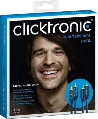 Produktbild von ClickTronic 3m Stereo Audio, Männlich, 2 x RCA, Männlich, 3 m, Blau
