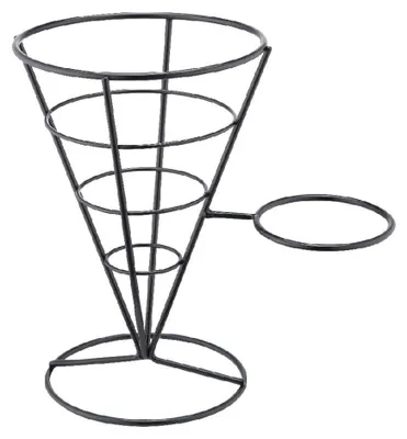 Produktbild von Pommestütenständer schwarz m. Halterung für Dip-Schale - 220x145x215mm