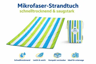 Produktbild von Monster XXL Strandtuch 180x90 cm – Mikrofaser, saugstark & schnell trocknend, Strand & Urlaub