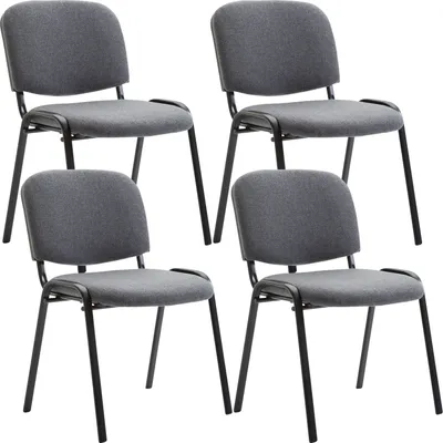 Produktbild von TPFLiving 4er Set Besucherstuhl Konferenzstuhl Keen mit Stoffbezug Gestell Schwarz / Bezug Grau