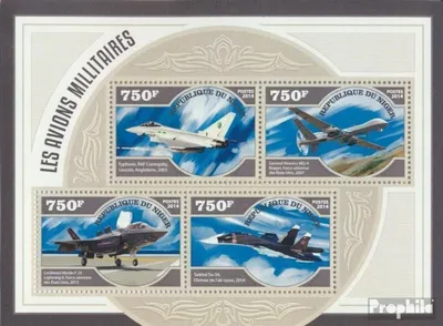 Produktbild von Briefmarken Niger 2014 Mi 3239-3242 Kleinbogen (kompl. Ausg.) postfrisch Militärflugzeuge