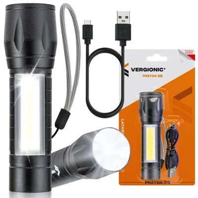 Immagine prodotto di Torcia portatile tattica ricaricabile LED USB 10 cm in alluminio