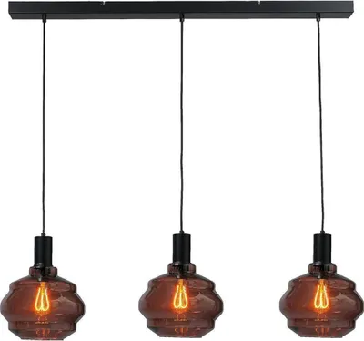 Produktbild von masterlight Pendelleuchte Porto 3-flammig Glas Rot-Transparent 100x24cm
