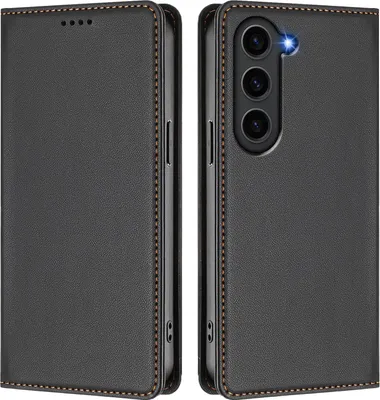 Immagine prodotto di Custodia in pelle per Samsung Galaxy S23+, custodia flip magnetica in Finto cuoio con supporto Nero