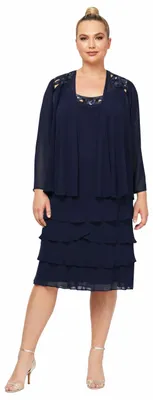 Zdjęcie produktu dla Sukienka-kurtka damska S.L. Fashions, zdobiona, wielopoziomowa (dostępna w rozmiarach dla drobnych i standardowych)