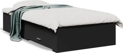 Produktbild von vidaXL Bettgestell mit Schubladen Schwarz 75x190 cm Holzwerkstoff