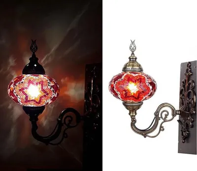 Produktbild von Turkische Wandlampe im marokkanischen Stil mit rotem Mosaik – handgefertigte Sfeerverlichting für romantische Beleuchtung
