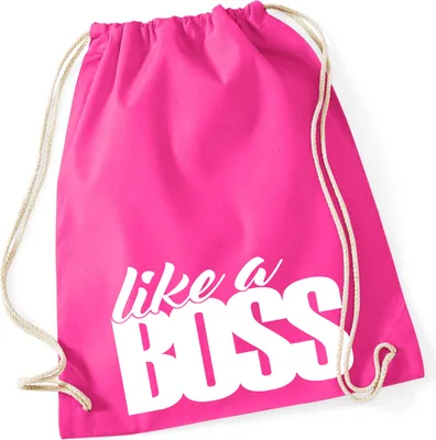 Produktbild von Huuraa Turnbeutel like a Boss Spruch 12 Liter Fuchsia Baumwolle Rucksack Geschenkidee